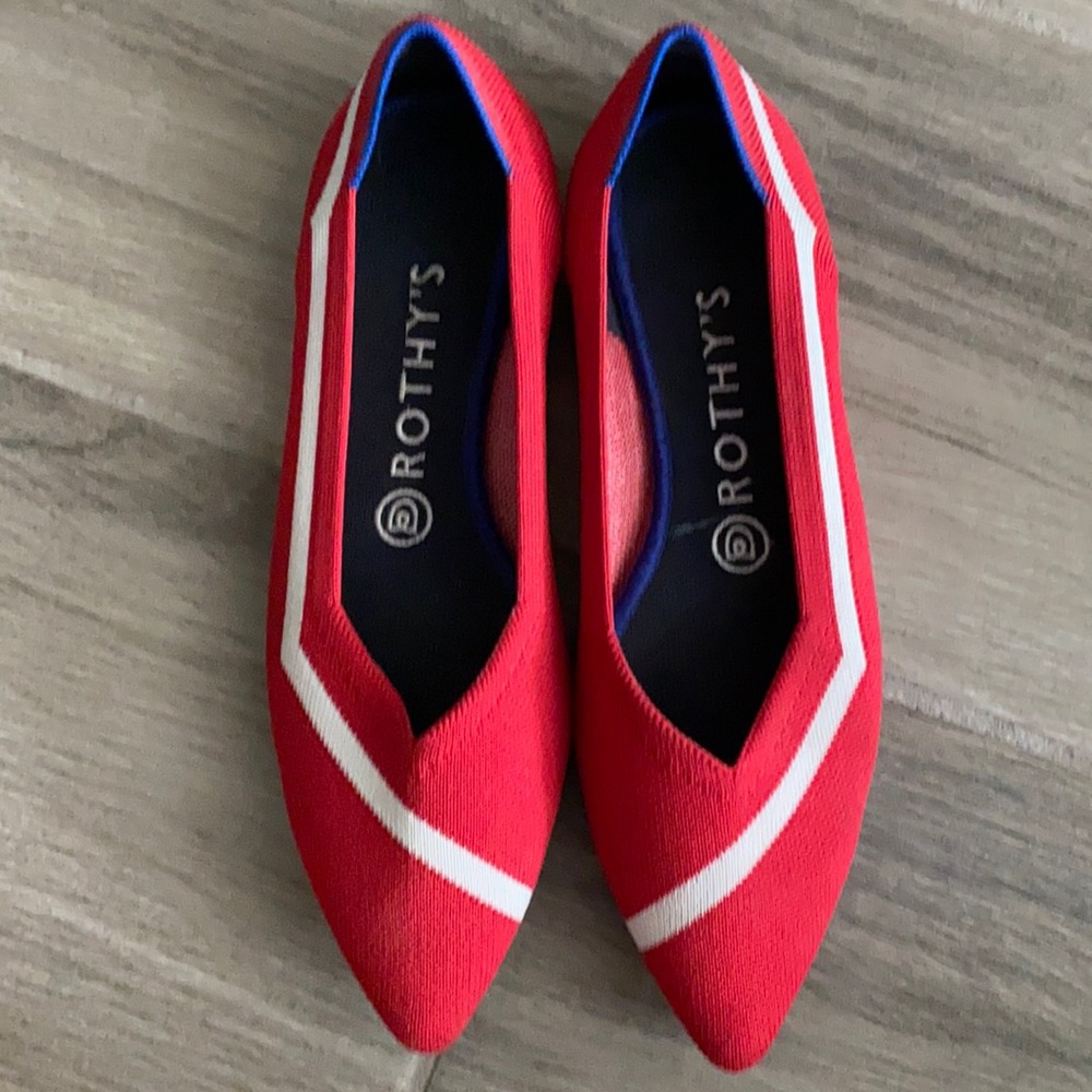 Red Stripe Rothy Flats - size 8